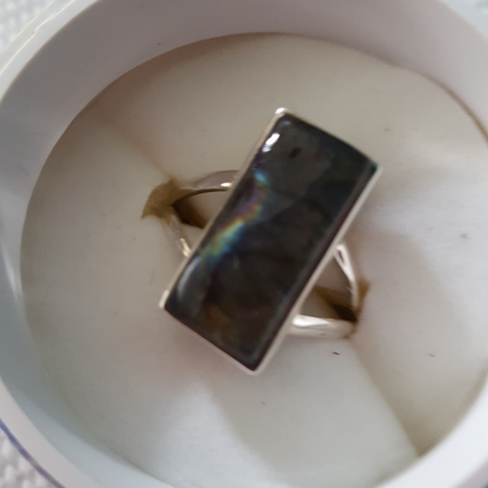 Sterling and labradorite ring size 71/2-8